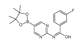 3-fluoro-N-[5-(4,4,5,5-tetramethyl-1,3,2-dioxaborolan-2-yl)pyrimidin-2-yl]benzamide Structure