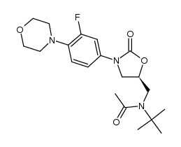 N-tert-butyl-N-(((S)-3-(3-fluoro-4-morpholinophenyl)-2-oxazolidin-5-yl)methyl)acetamide结构式
