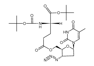 (S)-5-(((2S,3S,5R)-3-azido-5-(5-methyl-2,4-dioxo-3,4-dihydropyrimidin-1(2H)-yl)tetrahydrofuran-2-yl)methyl) 1-tert-butyl 2-((tert-butoxycarbonyl)amino)pentanedioate结构式