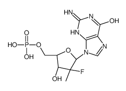 [(2R,3R,4R,5R)-5-(2-amino-6-oxo-3H-purin-9-yl)-4-fluoro-3-hydroxy-4-methyloxolan-2-yl]methyl dihydrogen phosphate结构式