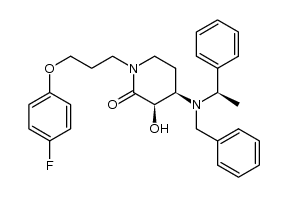 (R,R,R)-N(1)-[3'-(4''-fluorophenoxy)propyl]-3-hydroxy-4-[N-benzyl-N-(α-methylbenzyl)amino]-piperidin-2-one结构式