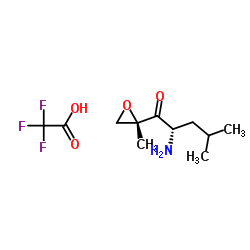 (2S)-2-氨基-4-甲基-1-[(2S)-2-甲基-2-环氧乙烷基]-1-戊酮三氟乙酸盐结构式