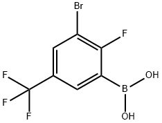 3-溴-2-氟-5-三氟甲基苯基硼酸结构式