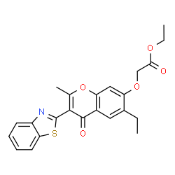 ethyl 2-((3-(benzo[d]thiazol-2-yl)-6-ethyl-2-methyl-4-oxo-4H-chromen-7-yl)oxy)acetate结构式