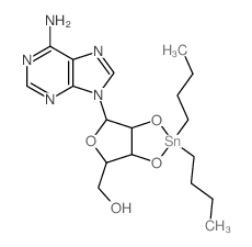 2-(6-aminopurin-9-yl)-5-(hydroxymethyl)oxolane-3,4-diol; dibutyltin结构式