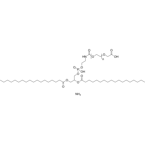 1,2-distearoyl-sn-glycero-3-phosphoethanolaMine-N-[carboxy(polyethylene glycol)-2000] (aMMoniuM salt) Structure