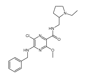 5-benzylamino-6-chloro-3-methoxy-pyrazine-2-carboxylic acid (1-ethyl-pyrrolidin-2-ylmethyl)-amide结构式