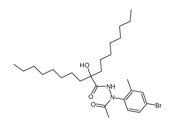 Acetic acid N-(4-bromo-2-methyl-phenyl)-N'-(2-hydroxy-2-octyl-decanoyl)-hydrazide结构式