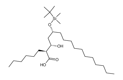 (2S,3S,5R)-5-((tert-butyldimethylsilyl)oxy)-2-hexyl-3-hydroxyhexadecanoic acid Structure