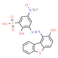 2-hydroxy-3-[(2-hydroxy-1-dibenzofuryl)azo]-5-nitrobenzenesulphonic acid structure