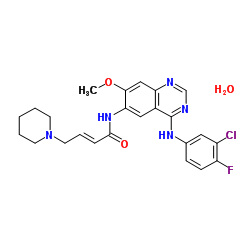 (2E)-N-[4-[(3-氯-4-氟苯基)氨基]-7-甲氧基-6-喹唑啉基]-4-(1-哌啶基)-2-丁烯酰胺水合物结构式