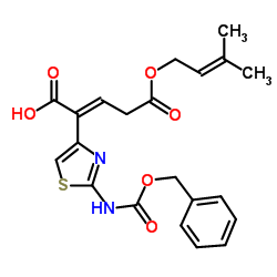 2-Pentenedioic acid, 2-[2-[[(phenylmethoxy)carbonyl]amino]-4-thiazolyl]-, 5-(3-methyl-2-butenyl) ester Structure