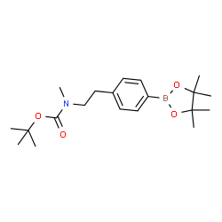 甲基(4-(4,4,5,5-四甲基-1,3,2-二氧杂硼烷-2-基)苯乙基)氨基甲酸叔丁酯结构式