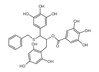 (2R)-1-(benzylthio)-3-(2,4,6-trihydroxyphenyl)-1-(3,4,5-trihydroxyphenyl)propan-2-yl 3,4,5-trihydroxybenzoate结构式