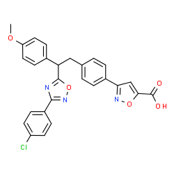 3-(4-(2-(3-(4-Chlorophenyl)-1,2,4-oxadiazol-5-yl)-2-(4-methoxyphenyl)ethyl)phenyl)isoxazole-5-carboxylic acid Structure