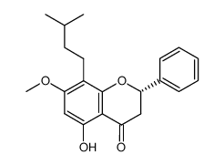 (S)-5-Hydroxy-7-methoxy-8-(3-methyl-butyl)-2-phenyl-chroman-4-one Structure
