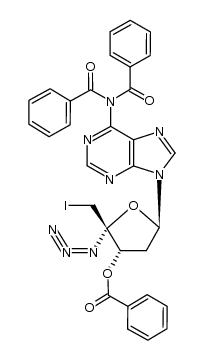 4'-azido-2',5'-dideoxy-5'-iodo-N6,N6,O3'-tribenzoyladenosine结构式