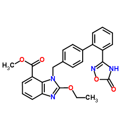 1-[[2'-(2,5-Dihydro-5-oxo-1,2,4-oxadiazol-3-yl)[1,1'-biphenyl]-4-yl]methyl]-2-ethoxy-1H-benzimidazole-7-carboxylic acid methyl ester Structure