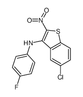 5-chloro-N-(4-fluorophenyl)-2-nitro-benzothiophen-3-amine结构式