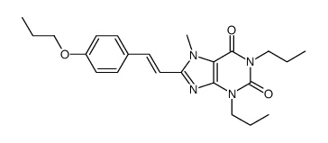 (E)-1,3-Dipropyl-7-methyl-8-(2-(4-propoxyphenyl)ethenyl)-3,7-dihydro-1 H-purine-2,6-dione structure