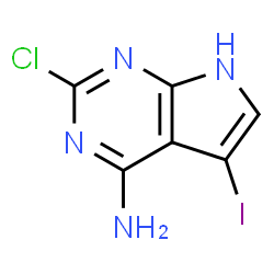 2-氯-5-碘-7H-吡咯并[2,3-d]嘧啶-4-胺结构式
