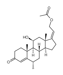 11beta,21-dihydroxy-6alpha-methylpregna-4,17(20)-dien-3-one 21-acetate结构式