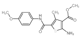 2-氨基-5-{[(4-甲氧基苯基)氨基]-羰基}-4-甲基噻吩-3-羧酸甲酯结构式