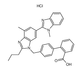 4'-((1,7'-dimethyl-2'-propyl-1H,3'H-[2,5'-bibenzo[d]imidazol]-3'-yl)methyl)-[1,1'-biphenyl]-2-carboxylic acid hydrochloride结构式