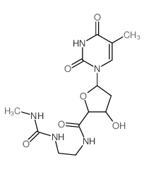 3-hydroxy-N-[2-(methylcarbamoylamino)ethyl]-5-(5-methyl-2,4-dioxo-pyrimidin-1-yl)oxolane-2-carboxamide结构式