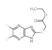 Aceticacid, 2-[(5,6-dichloro-1H-imidazo[4,5-b]pyrazin-2-yl)thio]-, ethyl ester结构式