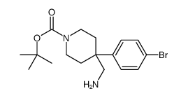 4-氨基甲基-4-(4-溴苯基)-哌啶-1-羧酸叔丁酯结构式