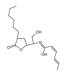 N-[(1S)-1-[(2R)-4-hexyl-5-oxooxolan-2-yl]-2-hydroxyethyl]hexa-2,4-dienamide Structure