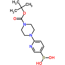 (2-(4-(叔-丁氧基羰基)哌嗪-1-基)吡啶-4-基)硼酸结构式