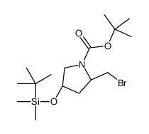 tert-butyl (2S,4R)-2-(bromomethyl)-4-[tert-butyl(dimethyl)silyl]oxypyrrolidine-1-carboxylate结构式
