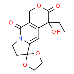 4-乙基-4-羟基-7,8-二氢螺[[1,3]二氧戊环-2,6-吡喃并[3,4-f]吲哚嗪]-3,10(1H,4H)-二酮结构式
