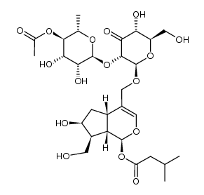 patrinoside-aglycone-11-O-[4''-O-acetyl-α-L-rhamnopyranosyl-(1->2)-β-D-ribohexo-3-ulopyranoside] Structure