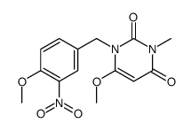 6-methoxy-1-[(4-methoxy-3-nitrophenyl)methyl]-3-methylpyrimidine-2,4-dione结构式