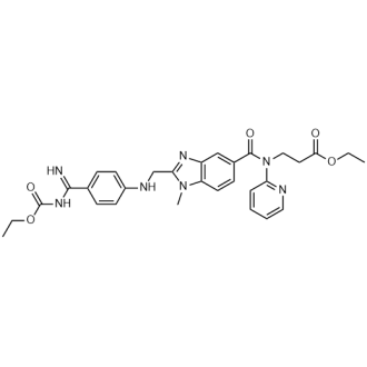 3-(2-(((4-(N-(乙氧基羰基)氨基甲酰亚胺)苯基)氨基)甲基)-1-甲基-N-(吡啶-2-基)-1H-苯并[d]咪唑-5-甲酰氨基丙酸乙酯(达比加群杂质)结构式