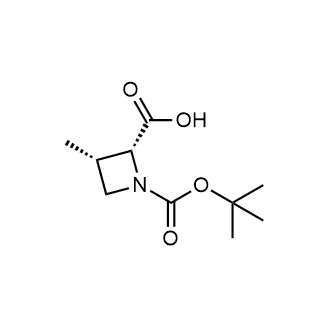 (2R,3S)-1-(叔丁氧基羰基)-3-甲基氮杂环丁烷-2-羧酸结构式