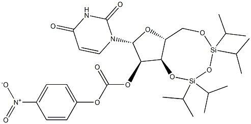 3',5'-O-[1,1,3,3-四异丙基-1,3-二硅氧烷二基]尿苷 2'-(4-硝基苯基碳酸酯)结构式