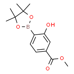 3-羟基-4-(4,4,5,5-四甲基-1,3,2-二氧硼烷-2-基)苯甲酸甲酯结构式