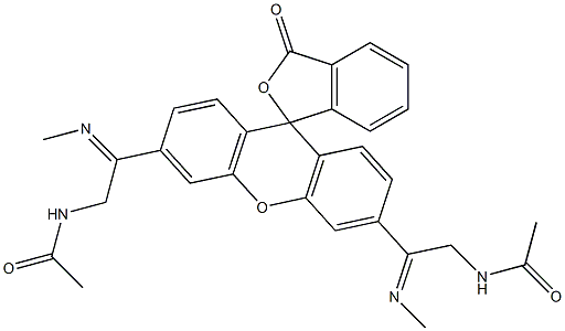N,N'-[(3-氧代螺[异苯并呋喃-1(3H),9'-[9H]氧杂蒽]-3',6'-二基)二[(甲基亚胺)-2,1-乙二基]]二乙酰胺结构式