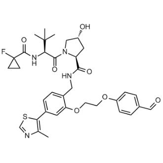 (2S,4R)-1-((S)-2-(1-氟环丙烷-1-甲酰胺基)-3,3-二甲基丁酰基)-N-(2-(2-(4-甲酰基苯氧基)乙氧基)-4-(4-甲基噻唑-5-基)苄基)-4-羟基吡咯烷-2-羧酰胺结构式
