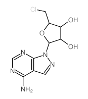2-(5-amino-2,4,8,9-tetrazabicyclo[4.3.0]nona-1,3,5,7-tetraen-9-yl)-5-(chloromethyl)oxolane-3,4-diol结构式