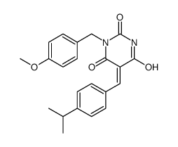 (5E)-1-[(4-methoxyphenyl)methyl]-5-[(4-propan-2-ylphenyl)methylidene]-1,3-diazinane-2,4,6-trione Structure
