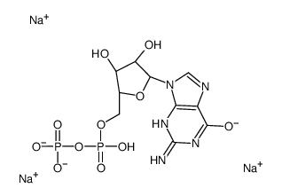 ((2R,3S,4R,5R)-5-(2-氨基-6-氧代-1H-嘌呤-9(6H)-基)-3,4-二羟基四氢呋喃-2-基)甲基二磷酸钠盐结构式