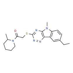Piperidine, 1-[[(8-ethyl-5-methyl-5H-1,2,4-triazino[5,6-b]indol-3-yl)thio]acetyl]-2-methyl- (9CI) structure