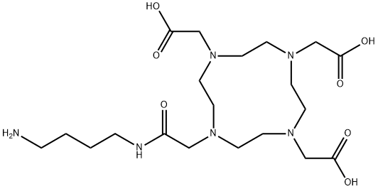 1,4,7,10-四氮杂环十二烷-1,4,7-三(乙酸)-10(4-氨基丁基)乙酰胺结构式
