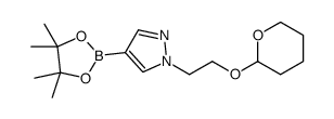 1-(2-((四氢-2H-吡喃-2-基)氧基)乙基)-4-(4,4,5,5-四甲基-1,3,2-二氧硼杂环戊烷-2-基)-1H-吡唑结构式