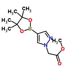 methyl 2-(4-(4,4,5,5-tetramethyl-1,3,2-dioxaborolan-2-yl)-1H-pyrazol-1-yl)acetate structure